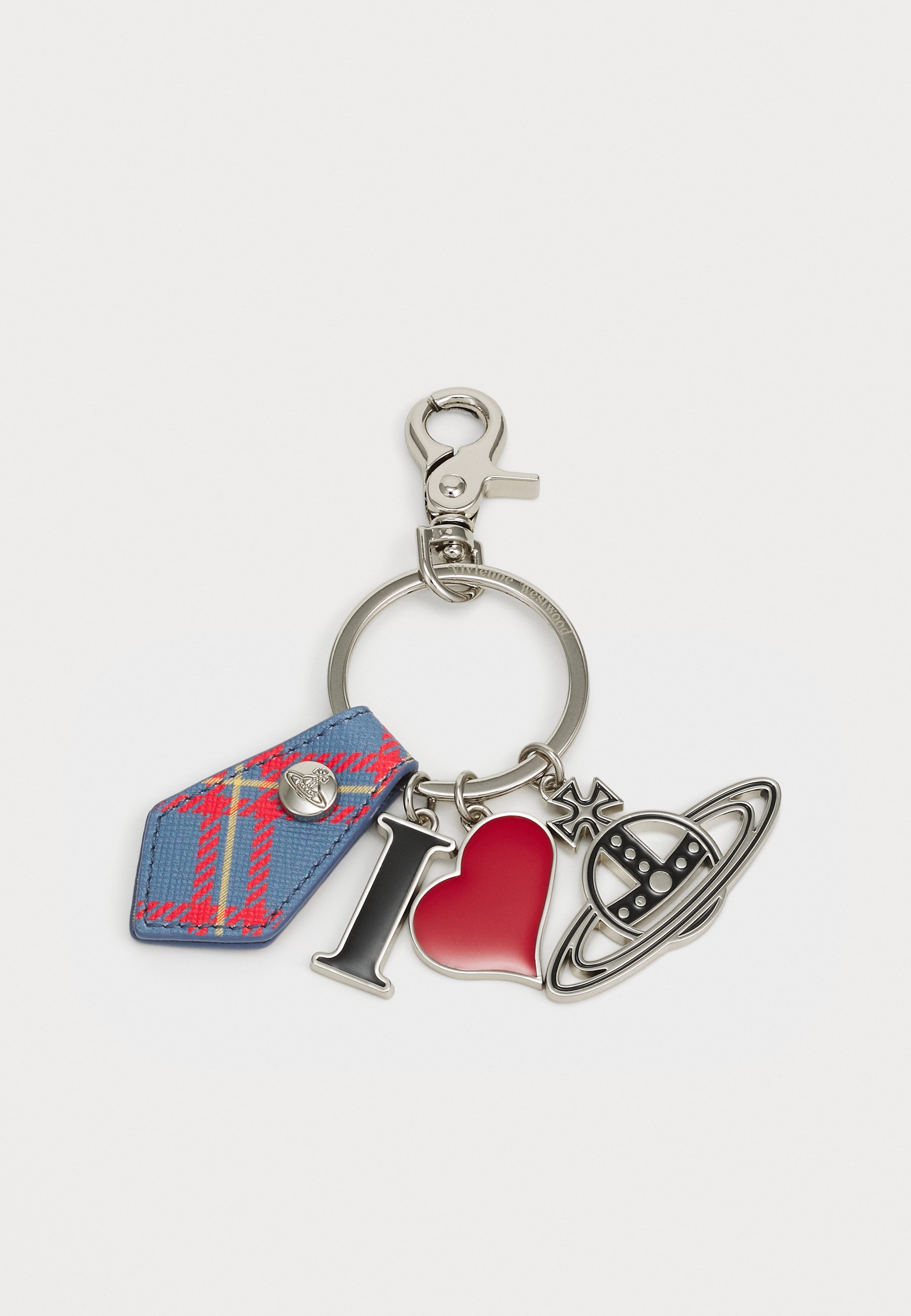 Vivienne Westwood I LOVE ORB KEY Keyring blue/orange tartan