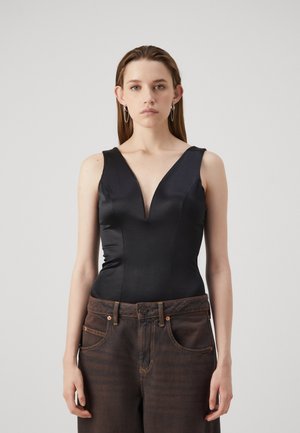 V NECK BODYSUIT - Débardeur - black