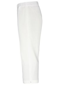 Witte geribde broek met een elastische tailleband, met een rechte pasvorm en een kleine split aan de onderkant. Lichtgewicht stof.