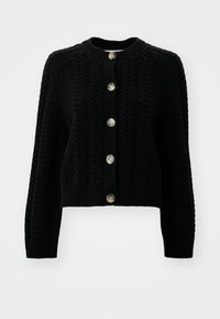 Selected Femme SLFBIRTE CABLE CROPPED  - Cardigan - black