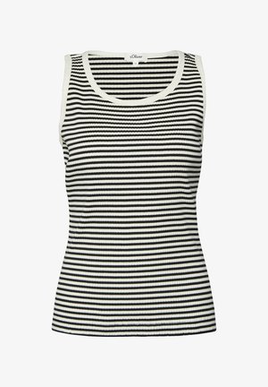 Débardeur côtelé sans manches avec des rayures horizontales noires et blanches et un col rond, taille 36 de s.Oliver.