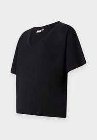 BOXY V NECK - T-shirt basique - deep black
