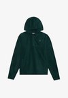 HOODED FLEECE WITH 1/4 ZIPS AND THUMB HOLES - Majica s kapuljačom - dark green