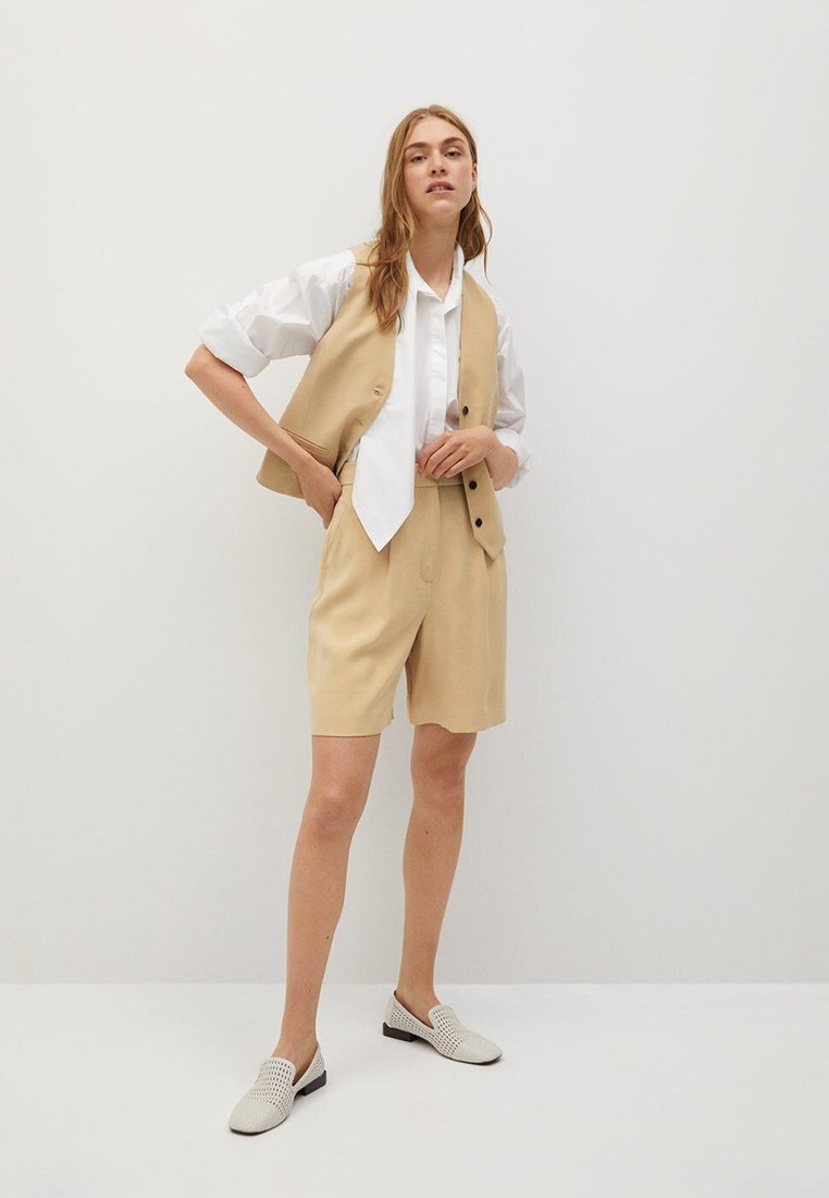 Mango Costume Boutons Veste Sans Manches Beige Zalando Fr