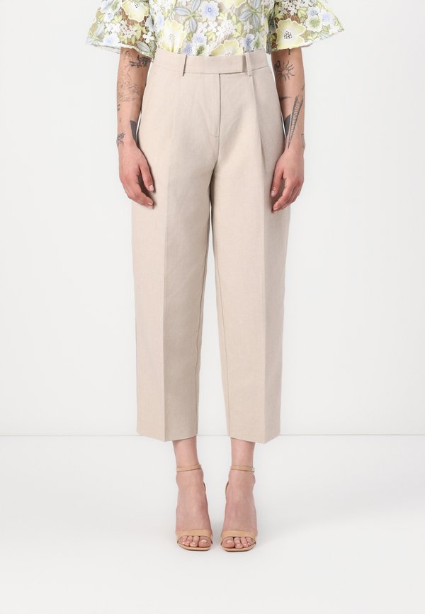 PLEATED TAPERED PANTS - Trousers - classic beige