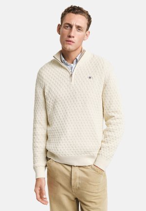 TEXTURED HALF ZIP - Strikkegenser - cream