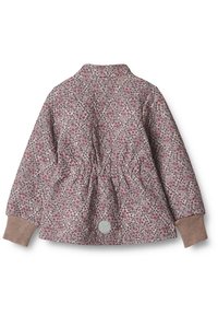 Gepunktete Jacke in Pink mit floralem Muster, ausgestattet mit elastischem Taillendetail und braunen Rippbündchen. Weicher Stoff mit rundem Logoakzent.