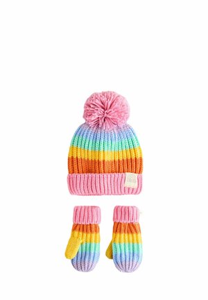 SET - Gloves - multi pastel rainbow stripe