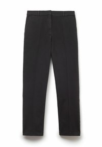 Svarta bomullsshorts med rak passform, med framfickor och dragkedja. Slät textur och enkel, ren design utan mönster.