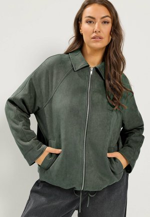 Yours Clothing, WOMEN'S BOMBER JACKETS - JACKET/COAT - Faux leather jacket - charcoal