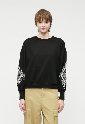 ONLBROOKE O NECK FLOWER - Sweatshirt - black