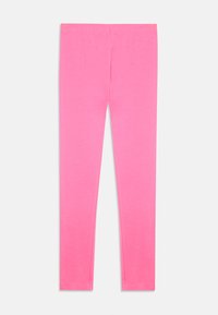 Rosa bomull leggings med en smal passform, glatt tekstur og elastisk midjebånd. Ingen synlige mønstre eller ekstra utsmykninger.