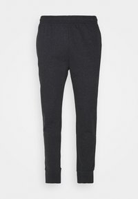 Mörkgrå, mjuka sweatpants av tyg med elastisk midja och muddar. Slim fit-design, minimal sömnad och inga synliga fickor.