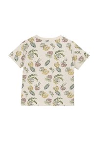 Kortærmet børnet-shirt i cremefarvet bomuld med et farverigt blomstermønster og blade. Har en klassisk rund halsudskæring og en afslappet pasform.