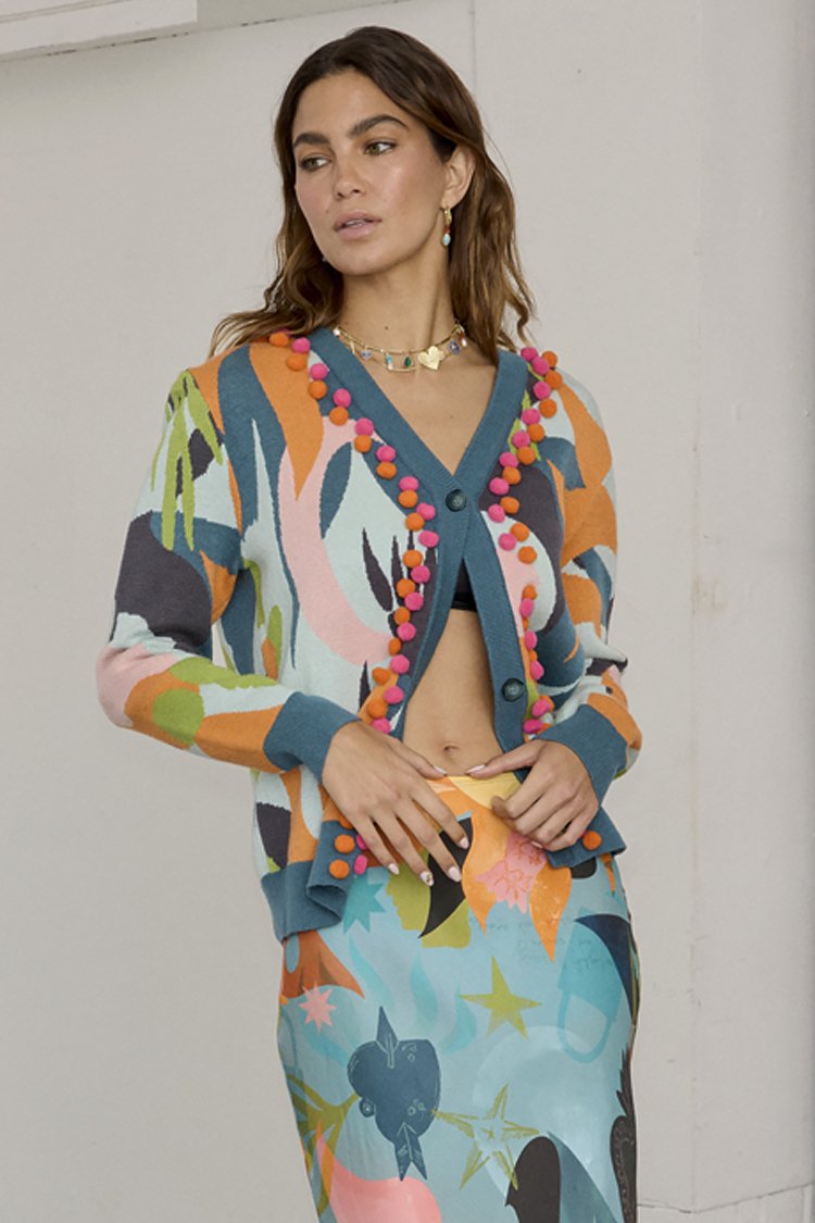 Never Fully Dressed BALEARIC FORREST CARDI - Cardigan - blue