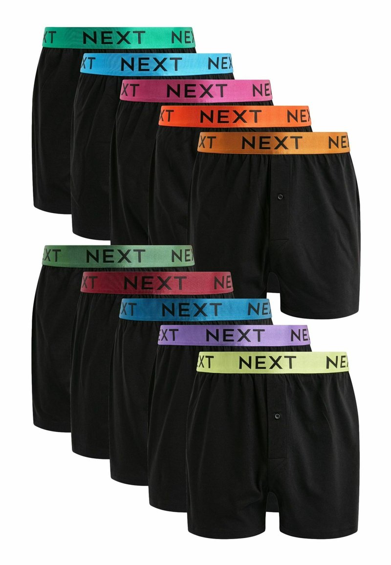 Next TEN PACK - Široke boksarice - black metallic blue green waistband