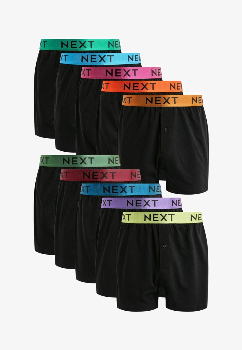 Next TEN PACK - Široke boksarice - black metallic blue green waistband