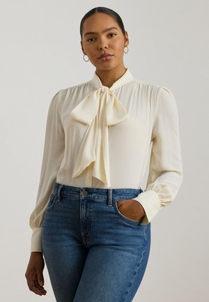 Lauren Ralph Lauren, GEORGETTE TIE-NECK BLOUSE - Риза с копчета - mascarpone cream