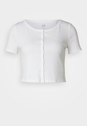 GAP CROPPED CREW - T-shirt z nadrukiem - white