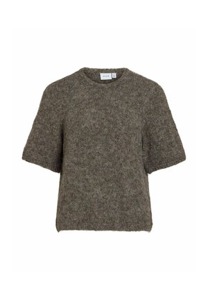 VILA, KNITTED TOP VIMARLEY SHORT SLEEVED - T-shirt basique - dark grey