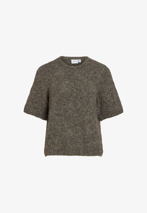 VILA, KNITTED TOP VIMARLEY SHORT SLEEVED - T-shirt basique - dark grey