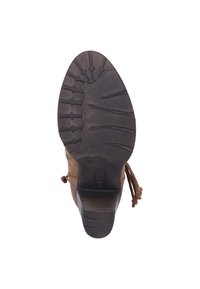 Ruske kožne gležnjače s zaobljenim vrhom, dekorativnim vezicama i gumiranim potplatom s uzorcima vertikalnih i horizontalnih utora.