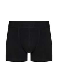 Sorte bomuldsboxer trunks med en logo-præget livrem, der har et tætsiddende design og en frontpouch til støtte. Blød tekstur, minimale sømme.