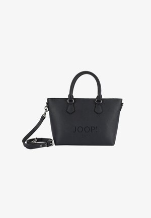 Borsa tote in pelle nera testurizzata con doppio manico e tracolla regolabile. Presenta il logo del marchio in rilievo sulla parte anteriore.