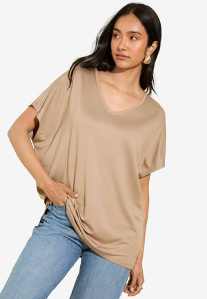 SHORT SLEEVE - Blouse - mocha brown