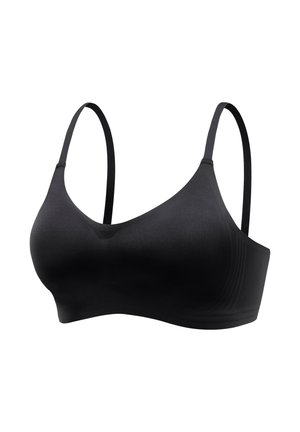 Juodas belaidis liemenukas, pagamintas iš lygios, tamprios medžiagos. Jame yra plonos reguliuojamos petnešos ir apvalus iškirpimas, sukurtas lygiam prigulimui.