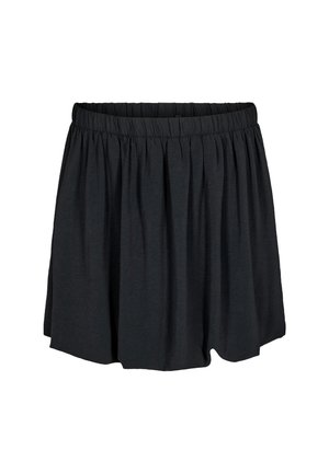 Must must, pehmest kangast, millel on kokku volditud talje ja laienev kuju, sileda pinnaga ning ilma nähtavate mustrite või aktsentideta.