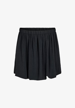 Must must, pehmest kangast, millel on kokku volditud talje ja laienev kuju, sileda pinnaga ning ilma nähtavate mustrite või aktsentideta.