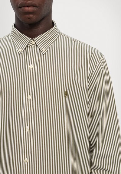 Polo Ralph Lauren SLIM FIT STRIPED STRETCH POPLIN SHIRT - Marškiniai - new olive/white