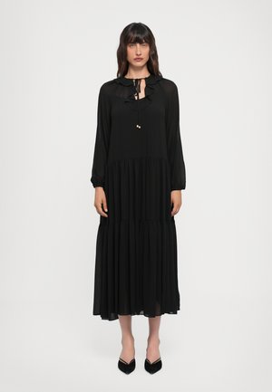 RUFFLE NECK MAXI DRESS - Freizeitkleid - black