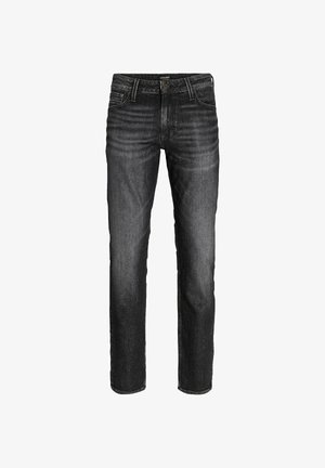 Zwarte denim jeans met een rechte pijp, klassieke vijfzakkenstijl en lichte vervaging aan de voorkant voor textuur.