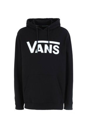 Felpa nera con cappuccio e tasca frontale, cappuccio con cordino regolabile e grande logo bianco "VANS" sul petto. Tessuto in cotone misto.