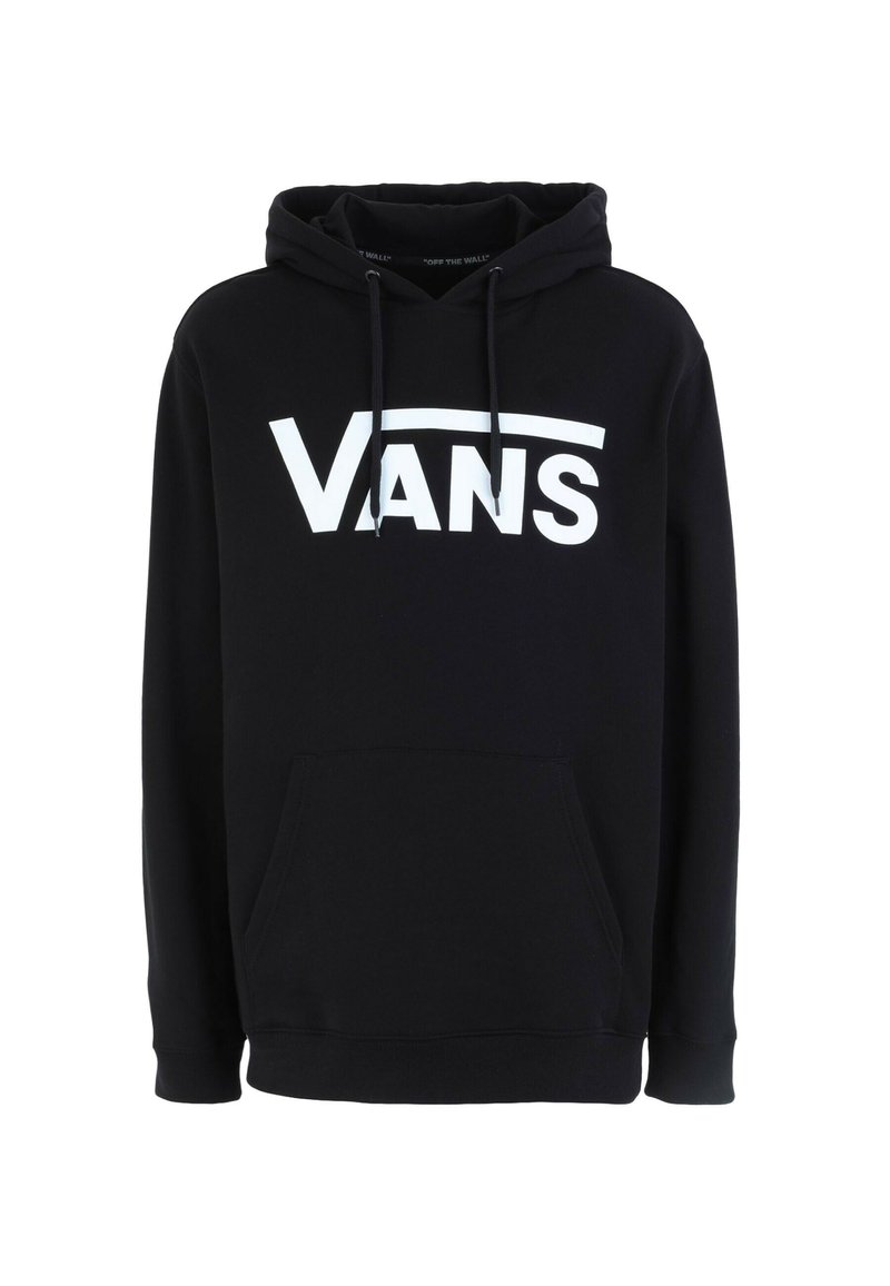 Felpa nera con cappuccio e tasca frontale, cappuccio con cordino regolabile e grande logo bianco "VANS" sul petto. Tessuto in cotone misto.
