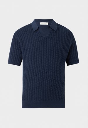 Pier One, KNIT OPEN COLLAR SHORT SLEEVES POLO - Polo - dark blue