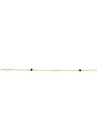 Collana in oro con perle nere e bianche alternate, dal design delicato e da link uniformi con una finitura liscia.