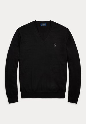 Polo Ralph Lauren, WASHABLE WOOL V-NECK SWEATER - Striktrøje - black