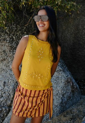 Next, REGULAR FIT - MIRROR EMBELLISHED SLEEVELESS TOP  . - Top - yellow