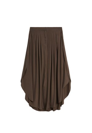 Massimo Dutti, FLOWING PLEATED MIDI SKIRT - Jupe plissée - dark brown