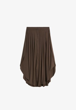 Massimo Dutti, FLOWING PLEATED MIDI SKIRT - Jupe plissée - dark brown