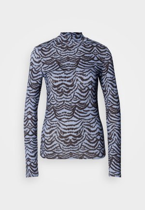 Scotch & Soda ALL OVER PRINTED MOCK NECK LONG SLEEVE - Maglietta a manica lunga - blue