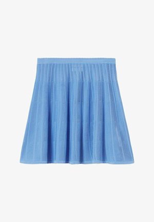 Gonna a coste rib knit di colore azzurro chiaro con silhouette svasata, caratterizzata da righe testurizzate verticali e una vita elasticizzata per il massimo comfort.