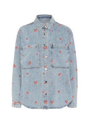 Kaffe KABABETH - Džinsinis švarkelis - blue denim red flower emb.