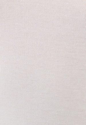 Lichtbeige ribstof met een fijne textuur, voorzien van verticale strepen. Het materiaal is rekbaar en zacht.