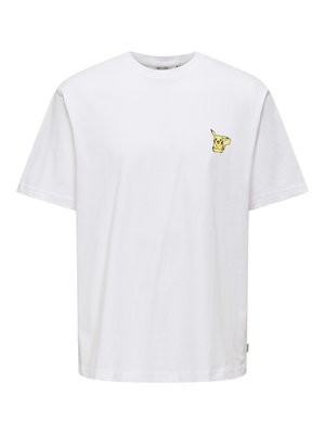 Only & Sons ONSPOKEMON LIFE TEE - Trükipildiga T-särk - bright white/yellow