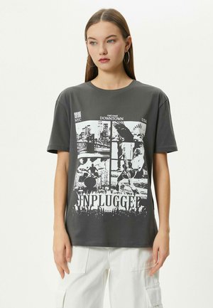 Koton MUSIC THEMED SHORT SLEEVE CREW NECK - Camiseta estampada - grey