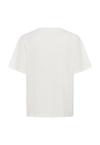 Løs pasform hvid T-shirt lavet af blød bomuld, med korte ærmer, rund halsudskæring og en lige kant uden synlige udsmykninger.